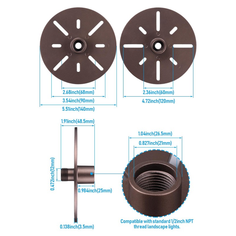 LEONLITE Low Voltage Landscape Path Light Stability Plate, 1/2" NPT