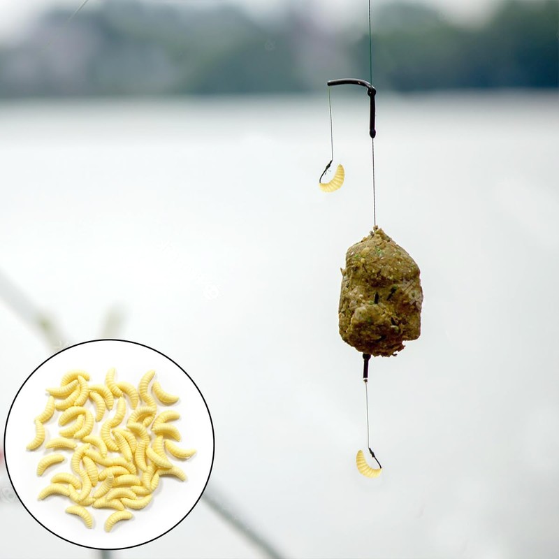 WELANE Mini Soft Worm Lures, 50 PCS Small Realistic Fishing