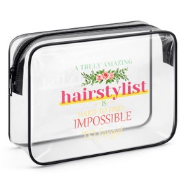 Hairdresser Gifts Hair Stylist Appreciation Gifts Clear Makeup Bag Hair Dresser Gift Hairstylist Retirement Birthday Gift Christmas Graduation Gift for Hairdresser PVC Toiletry Bag Cosmetic Pouch