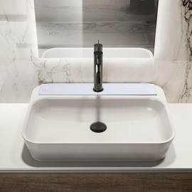 LVYKING Faucet Mat for Kitchen Sink, Quick Drying Diatomite Mat, Super Absorbent Sink Splash Guard, Stone Mat Around Faucet for Kitchen,Bathroom (White, 24 Inch)