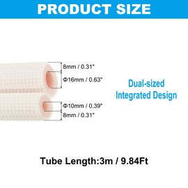 PATIKIL Pipe Insulation Foam Tube, Heat Preservation Insulated Foam Tubing for 1/4", 1/2" O.D. Mini Split Copper Line Set Water Pipes,9.84Ft,White/Pink