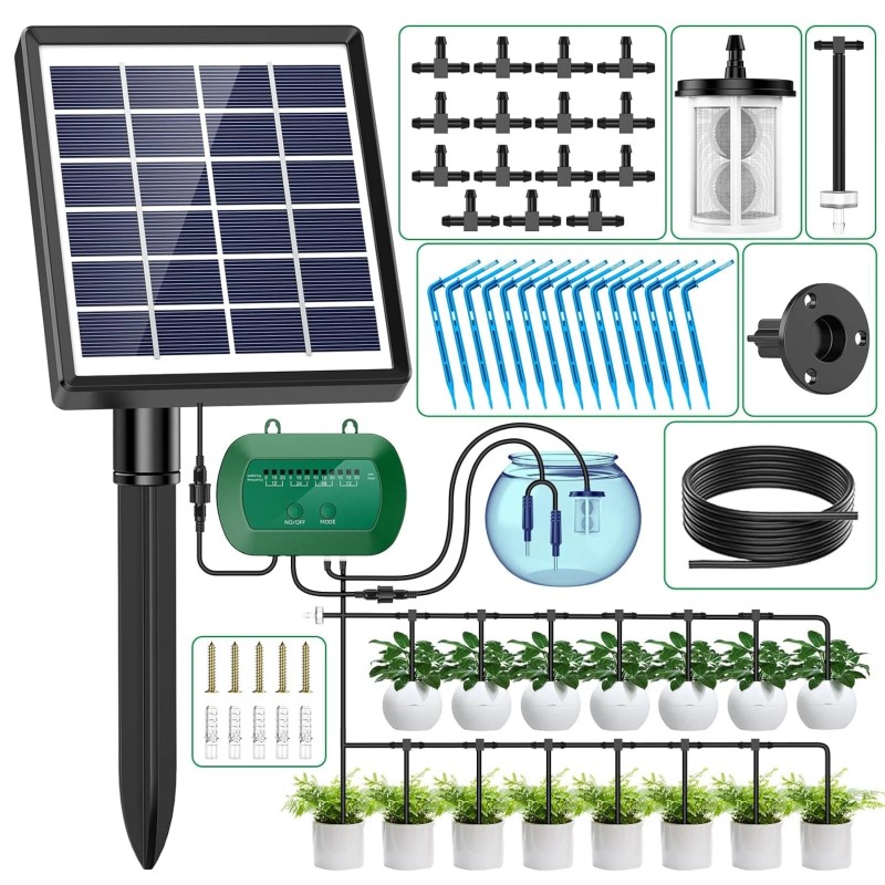 AnseTo Smart Solar Irrigation Kit - 15m Hose,Auto Watering for