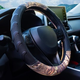 Mossy Oak Steering Wheel Cover with Comfort Grip; Heavy Duty 600D Oxford Material with Mossy Oak Break-up Country Camouflage; Fits Sedans Compact SUVs Mini Vans with Steering Wheel Size 14.5" to 15"