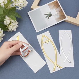 SUPERFINDINGS 6pcs 6 Styles 3 Sizes Gold Sliver PVC Jesus Fish Decal Sticker 3D Car Decal Emblem Sticker Religious God Jesus Christian Fish Cross Symbol for DIY Car Decorations