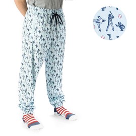 ChalkTalkSPORTS Baseball Lounge Pants | Batter Up | Blue | Adult Large