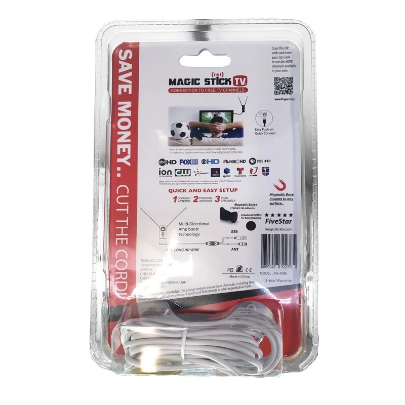 Magic Stick TV Amplified HDTV Antenna Fire stick TV UHF/VHF