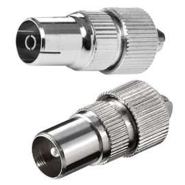 Pencilupnose 2 Pack 1x Male 1x Female Coaxial Co-Axial TV Aerial Connector Plug for Television RF Cable Freeview Metal