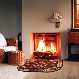 Demissle Fireplace Hearth Rug Fireplace Mats Cabin Southwestern Fireproof Fire Resistant Rug for Wood Stove Floor for Kitchen Indoor Outdoor(Vintage Aztec,24 x 36 Inch)