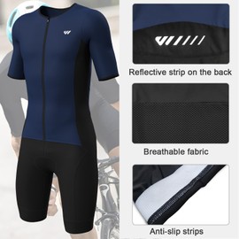 Lo.gas Men's Pro Trisuit Short Sleeve Triathlon Suit for Racing and Triathlon Competitions Triathlon Suit for Men, Blue (buy one size larger), M