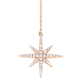 Savlano 14K Rose Gold Plated Cubic Zirconia Round Cut Starburst 18 Inches Pendant Chain Necklace For Women