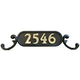 GSi Williamsburg Decorative Mailbox Address Plate | Door Number Plate - Style 1 (Charleston) Cast Aluminum | Flat Black Finish with Stainless Steel Hardware | Numbers Sold Separately