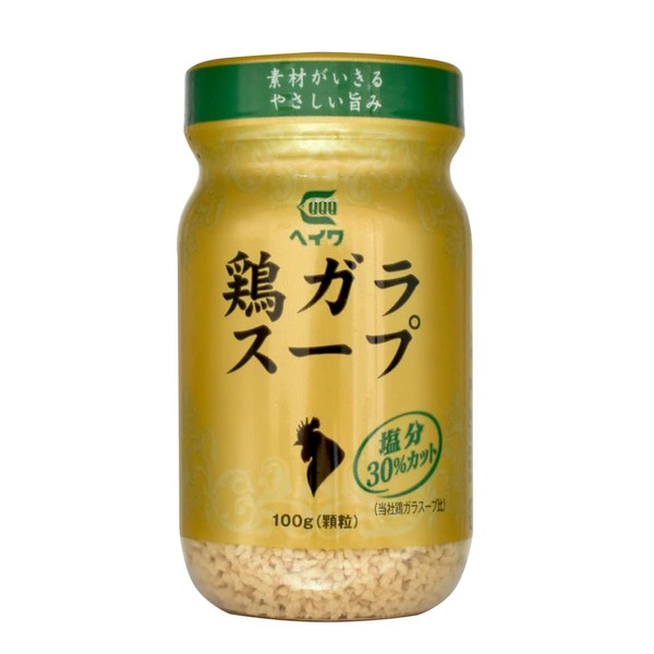 Heiwa Foods Industry Chicken Glass Soup, No Chemical Seasoning, 30% Salt, 3.5 oz (100 g) x 3 Packs