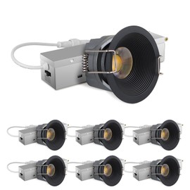 Adetu 2 Inch 5CCT Black LED Recessed Ceiling Light with Junction Box, 2700K/3000K/4000K/50000K Selectable, CRI90, 8W COB, 780LM, Dimmable Canless Waferproof Downlight-ETL&FCC (Black, 6 Packs)