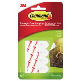 Command 17024ES 0.63" x 1.75" Removable Poster Strips - White (12/PK) New