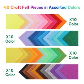 80 Colours 10 cm x 10 cm Colourful Felt, Children Non-Woven Felt Pieces, Sewing Felt, Polyester Felt Fabric Felt Pieces for DIY Crafts Sewing Handmade Decoration