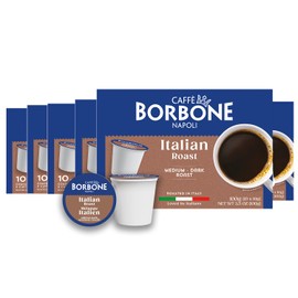 Caffe Borbone Italian Roast Coffee (60 Count) – Medium Dark Roast, Arabica & Robusta Blend, Roasted in Italy for a Bold, Smooth Taste – Single Serve Coffee Pods Compatible with K-Cup Brewers