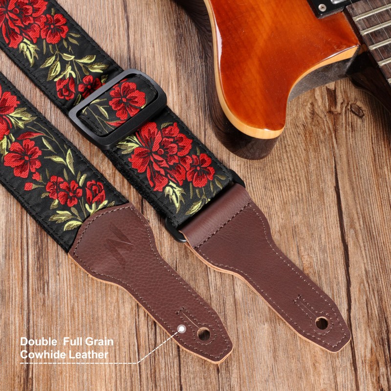 Nefelibata Banjo Strap, 2" Wide Double Full Grain Cowhide Guitar