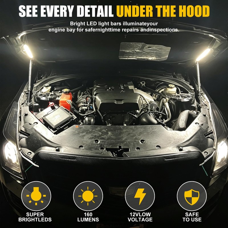 Fervorbeam 2pcs Under Hood Light Strip Kit White 42LEDs Waterproof