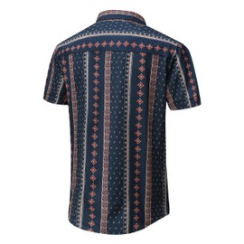 Simmashah Mens Hawaiian Shirt, Short Sleeves Button Down Beach Clothing, Unisex Summer Flamingos Casual Aloha Floral Shirts 2-068 Blue Stripe XL