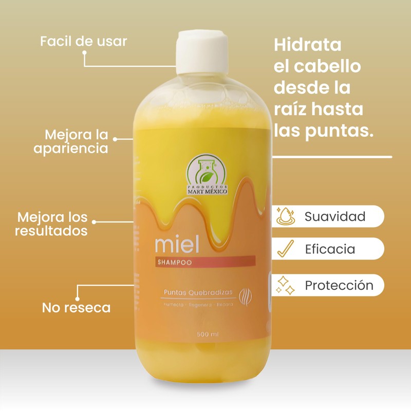 Shampoo De Miel Hidratante Productos Mart Mexico 500 Ml