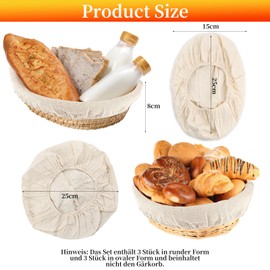 Linen Insert for Proofing Basket, 6 Pieces Linen Insert for Bread Proofing Basket Cloth, Linen Cloth for Proofing Baskets, Oval/Round Fermentation Basket, Linen Liner for Baking Dough, Fermentation Basket, Linen Liner for Cooking Baskets Bread