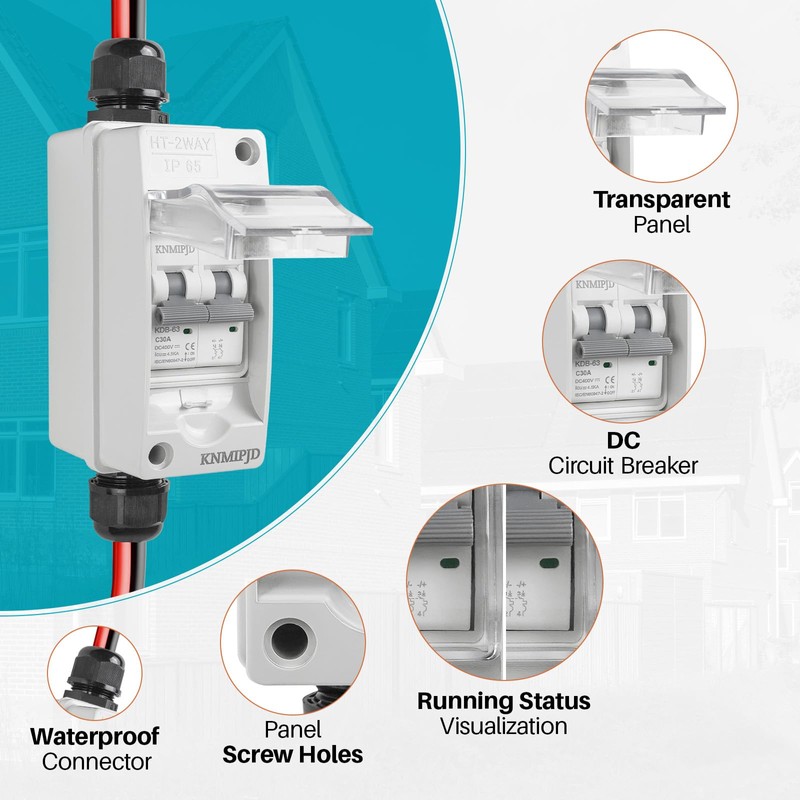 Solar Panel Disconnect Switch 400V 30Amp Small Circuit Breaker IP65