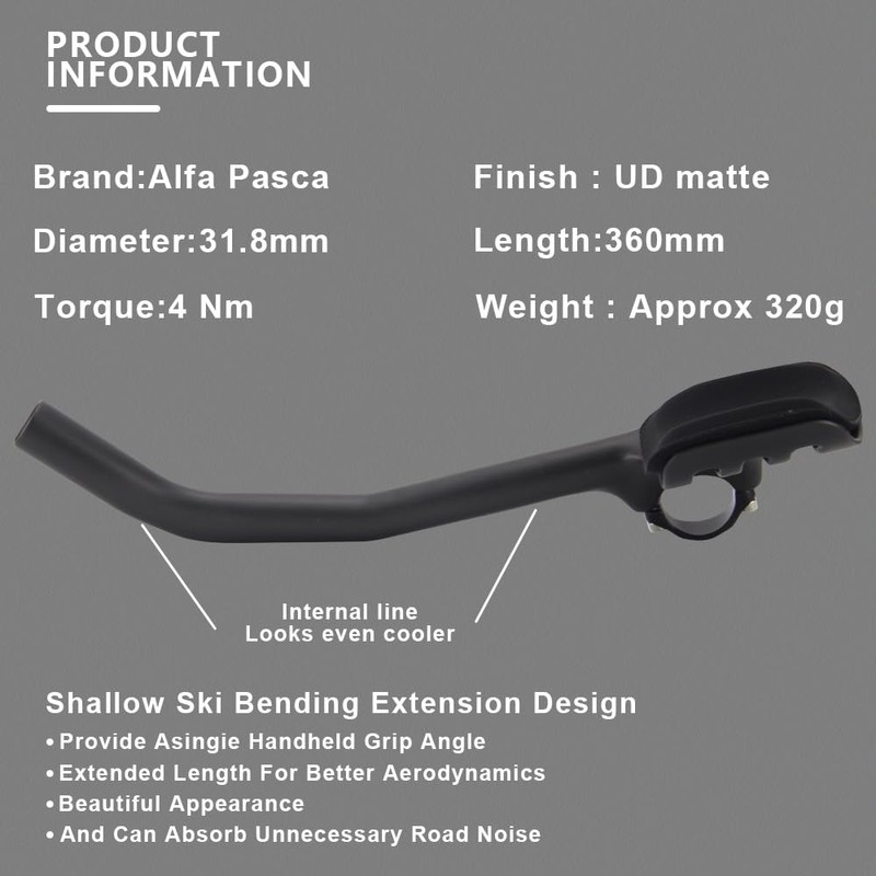 Alfa Pasca Road Bike Handlebar Attachment Triathlon 360 mm Aero
