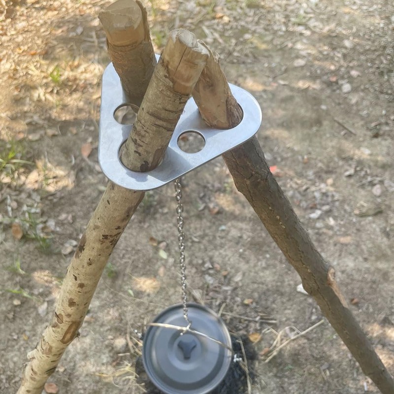 Camping Tripod Board，Turn Branches into Campfire Tripod ，Stainless Steel Campfire
