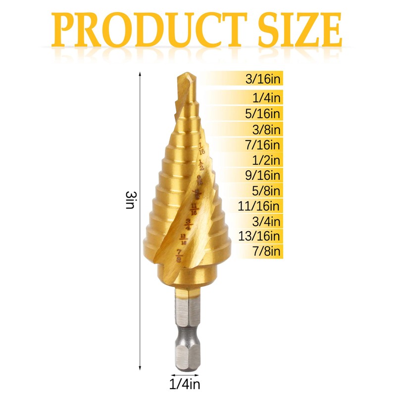 3/16"-7/8" Step Drill Bit | Compatible with DeWalt DWA1786IR -