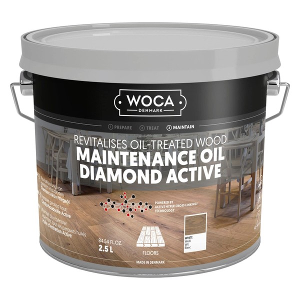 WOCA Denmark Maintenance Oil Diamond Active Oil Floor Refinishing Oil - 2.5L - White