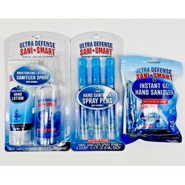 Ultra Defense Sani+Smart Moisturizing SET of 3 Lotion Sanitizer Spray Spray Pens w Vitamin E