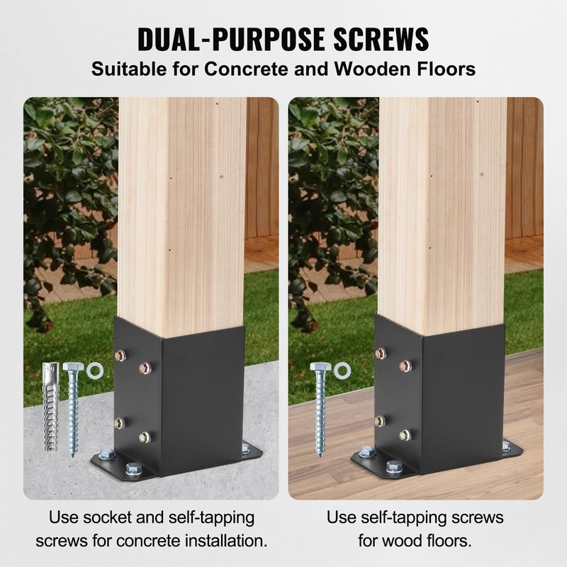 Happybuy 4x4 Post Base, 2 Pcs, Inner Size 3.6"x3.6", Heavy
