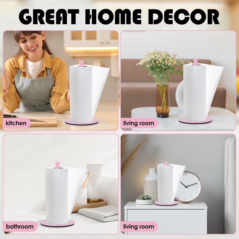 Yeebeny Pink Paper Towel Holder Countertop, Pink Towel Holder Countertop