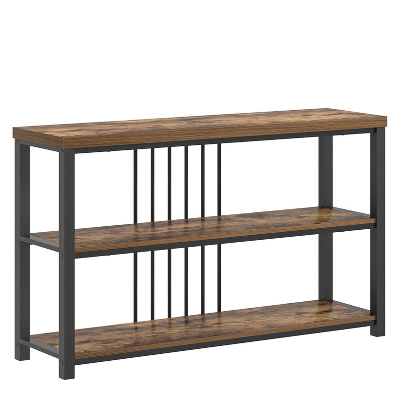 FOLUBAN Industrial Console Table, 3 Tier Entryway Sofa Foyer Table