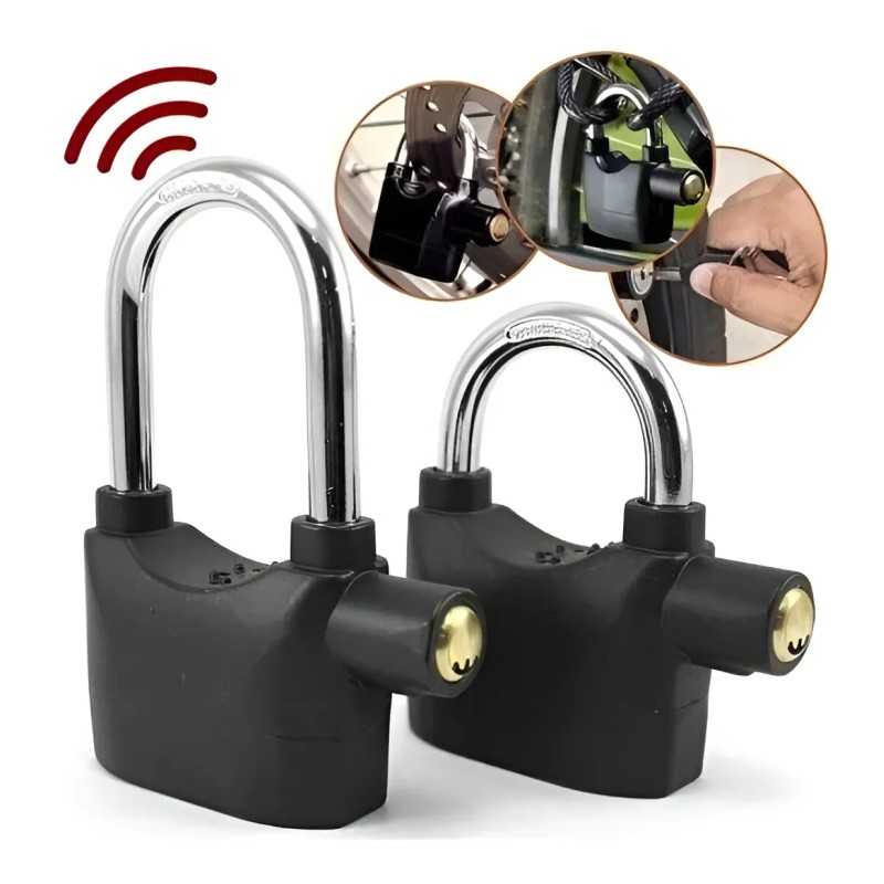 Candado Alarma Sonora Lock Caso70 70mm 110db Llave Puntos Color