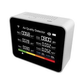 13 in 1 Tuya WiFi Air Quality Monitor CO2/TVOC/HCHO/PM2.5/PM1.0/PM10/Temperature/Humidity/Time/Date/Alarm/-White Easy Install