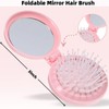2 Pack Foldable Travel Hair Brush with Mirror, Compact Mini