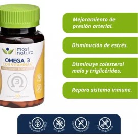Omega 3 Most Natura Sin Sabor con Vitamina E 60 Cápsulas y Libre de Gluten