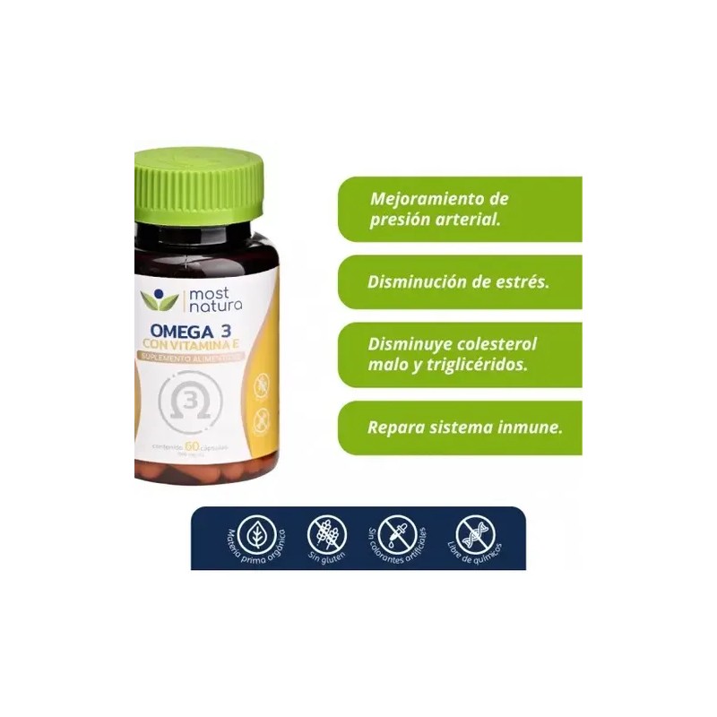Omega 3 Most Natura Sin Sabor con Vitamina E 60
