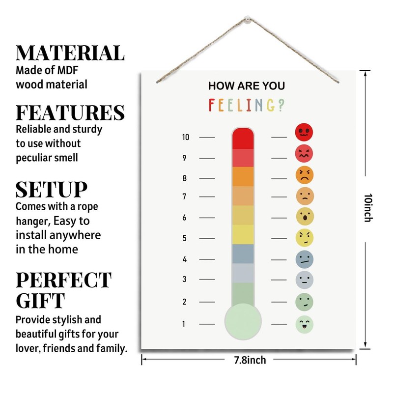 BQL Therapy Decor, Rainbow Thermometer Decor, Feelings Wall Art, Office