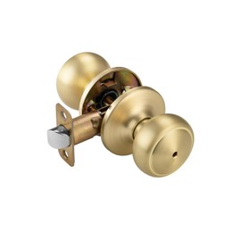 NCSEN Gold Door Knobs,Interior Door Knob with Lock,Coastal Style Satin Brass Door knob for Privacy and Bedroom