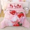 JQinHome Twin Strawberry Comforter Sets for Girls Kids Teens,6 Piece