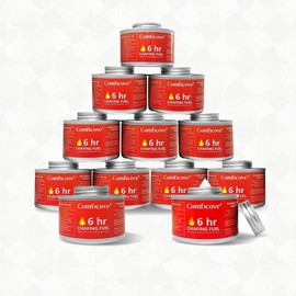 Comficove 6 Hour Chafing Fuel - Food Warmer for Chafing Dish Buffet Set - Liquid Safe Fuel with Wick for Chafing Dish (Pack of 12)