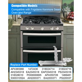 Upgrade Oven Door Hinge Compatible with Frigidaire Kenmore and Sears Ovens and Ranges, Range Door Hinge Replace 318328010 318024715, Stainless Steel, 2 Pcs