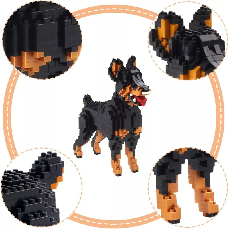 Lovesn Perro Doberman Mascota Bloques Armables Figura 3d Decoración