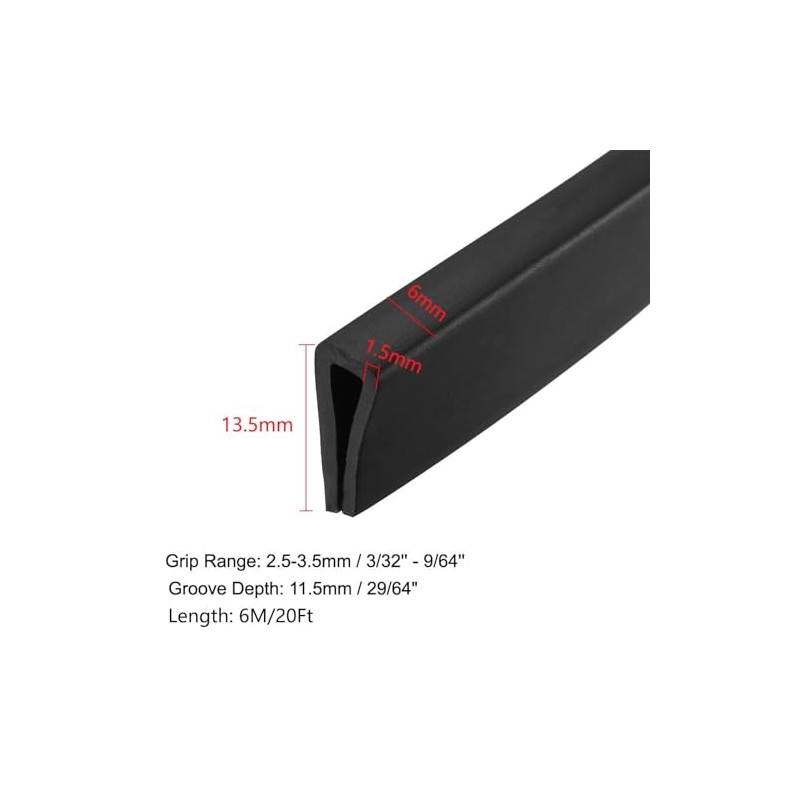 TA-VIGOR Edge Trim U Seal Black Rubber U Channel Edge