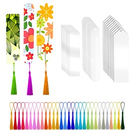 60PCS Clear Acrylic Bookmark Blanks Bulk,Magicalmai 30PCS Arched Acrylic Bookmarks with 30PCS Colorful Tassels, Blank Acrylic Bookmarks for Crafting DIY Book Marks Gift Tags(3 Shape)