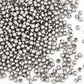 UNICRAFTALE Approximately 500 Pieces 3mm Round Beads, Stainless Steel Beads, Round Beads, Spacer Beads, Rondelle Beads, Stainless Steel Color, Metal Beads, Metal Beads, Bead Charms, Parts, For