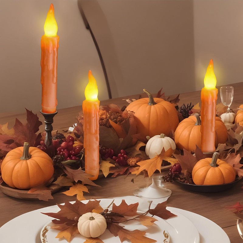 Baquler 6 Pcs Fall Flameless Candles Real Wax Hand Dipped