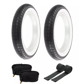 PRO+ TIRE BUNDLE W/ 12" 1/2 X 2 1/4 WHITE WALL SLICK II TIRES,TUBES, & RIMSTRIPS